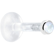 Load image into Gallery viewer, Solid 14K White Gold 2mm Genuine Rainbow Moonstone Bioplast Push in Labret
