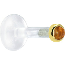 Load image into Gallery viewer, Solid 14K Yellow Gold 2mm Genuine Citrine Bioplast Push in Labret
