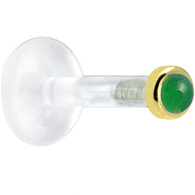 Load image into Gallery viewer, Solid 14K Yellow Gold 2mm Genuine Jade Bioplast Push in Labret

