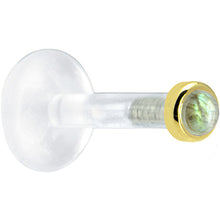 Load image into Gallery viewer, Solid 14K Yellow Gold 2mm Genuine Labradorite Bioplast Push in Labret

