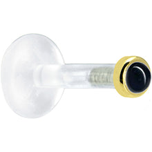 将图片加载到图库查看器，Solid 14K Yellow Gold 2mm Genuine Onyx Bioplast Push in Labret
