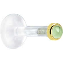Load image into Gallery viewer, Solid 14K Yellow Gold 2mm Genuine Peridot Bioplast Push in Labret
