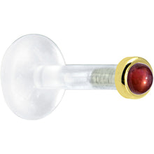 Load image into Gallery viewer, Solid 14K Yellow Gold 2mm Genuine Red Garnet Bioplast Push in Labret
