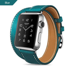 将图片加载到图库查看器，Modern Long Soft Leather Strap Luxury Metal MEn and Women WatchDouble Tour Bracelet Strap for Smart Watch In Luxury Vintage Design
