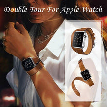 将图片加载到图库查看器，Modern Long Soft Leather Strap Luxury Metal MEn and Women WatchDouble Tour Bracelet Strap for Smart Watch In Luxury Vintage Design
