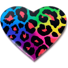 Load image into Gallery viewer, Acrylicious Rainbow Cheetah Print Heart Magnet by Onyx O

