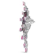 将图片加载到图库查看器，18K White Gold 1.00 Cttw Diamond, Ruby  Sapphire, and Amethyst Mixed Gemstone Butterfly Brooch Pin (G-H Color, VS1-VS2 Clarity)
