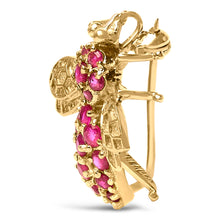 Load image into Gallery viewer, 14K Yellow Gold Red Ruby Bee Brooch Pin
