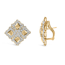 Load image into Gallery viewer, 18K Yellow Gold Diamond 5 1/5 Cttw Geometric Cluster Stud Earrings
