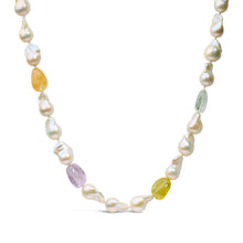 将图片加载到图库查看器，14K Yellow Gold Citrine, Amethyst, and Baroque Pearl Strand Necklace - 18" Inches
