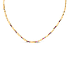 Load image into Gallery viewer, 14K Yellow Gold Red Ruby and 3/8 Cttw Diamond Alternating Link Necklace
