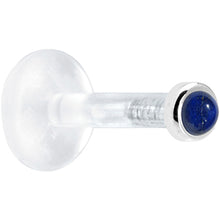 Load image into Gallery viewer, Solid 14K White Gold 2mm Genuine Blue Lapis Lazuli Bioplast Push in Monroe
