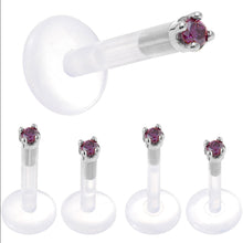 Load image into Gallery viewer, Solid 14K White Gold 1.5mm Genuine Purple Diamond Bioplast Push in Monroe
