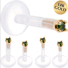 Load image into Gallery viewer, Solid 14K Yellow Gold 1.5mm Genuine Green Diamond Bioplast Push in Monroe
