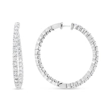 Load image into Gallery viewer, 18K White Gold 3 5/8 Cttw Round Diamond Curved Inside-Outside Hoop Earrings (F-G Color, VS1-VS2 Clarity)
