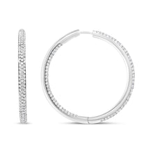 Load image into Gallery viewer, 18K White Gold 2.00 Cttw Round-Cut Diamond Inner-Outer Hoop Earrings (F-G Color, VS1-VS2 Clarity)
