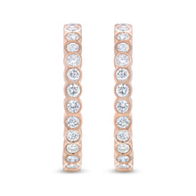 Load image into Gallery viewer, 18K Rose Gold 1 Cttw Round Bezel-Set Diamond Hoop Earrings (F-G Color, VS1-VS2 Clarity)
