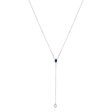 Load image into Gallery viewer, Sterling Silver Created Blue Sapphire and Diamond Accent Y Necklace
