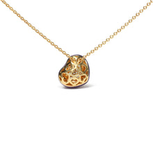 Load image into Gallery viewer, 18K Yellow Gold Blue Enamel 1/10 Cttw Round Pave Diamonds Heart Shape 18" Pendant Necklace  (G-H Color, SI1-SI2 Clarity) - Adjustable up to 16" - 18"
