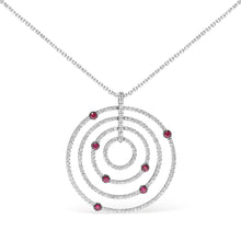 Load image into Gallery viewer, 18K White Gold 2 1/6 Cttw Pave Set Diamonds and Red Ruby Openwork Circles 18" Pendant Necklace  (G-H Color, SI2-I1 Clarity) - Adjustable up to 16" - 18"
