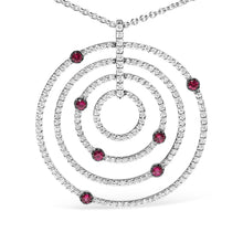 Load image into Gallery viewer, 18K White Gold 2 1/6 Cttw Pave Set Diamonds and Red Ruby Openwork Circles 18" Pendant Necklace  (G-H Color, SI2-I1 Clarity) - Adjustable up to 16" - 18"
