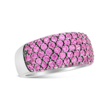 Load image into Gallery viewer, 18K White Gold and Black Rhodium Multi Row Pink Sapphire Classic Band Ring - Ring Size 6.5
