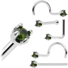 Load image into Gallery viewer, Solid 14K White Gold 1.5mm Genuine Green Diamond Nose Ring
