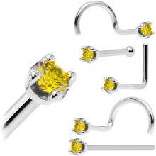 Load image into Gallery viewer, 14k White Gold 2mm Lab Grown Yellow Diamond Nose Ring
