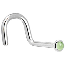 将图片加载到图库查看器，Solid 14K White Gold 2mm Genuine Peridot Nose Ring
