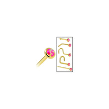 将图片加载到图库查看器，Solid 14K Yellow Gold 2mm Brilliant Pink Synthetic Opal Nose Ring

