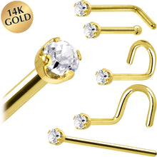 将图片加载到图库查看器，Solid 14K Yellow Gold 1.5mm Genuine Diamond Nose Ring
