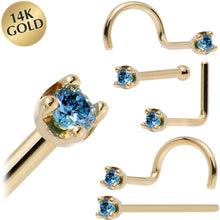Load image into Gallery viewer, 14k Yellow Gold 2mm Lab Grown Blue Diamond Nose Ring
