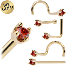 将图片加载到图库查看器，Solid 14K Yellow Gold 1.5mm Genuine Red Diamond Nose Ring
