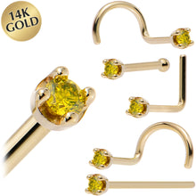 Load image into Gallery viewer, 14k Yellow Gold 2mm Lab Grown Yellow Diamond Nose Ring
