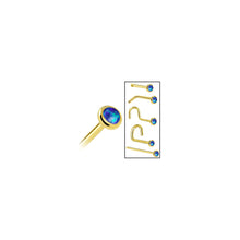 Load image into Gallery viewer, Solid 14K Yellow Gold 2mm Dark Blue Synthetic Opal Nose Ring
