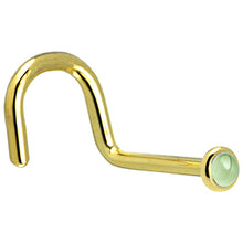 Load image into Gallery viewer, Solid 14K Yellow Gold 2mm Genuine Peridot Nose Ring
