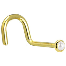 Load image into Gallery viewer, Solid 14K Yellow Gold 2mm Cultured Pearl Nose Ring
