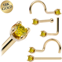 将图片加载到图库查看器，Solid 18K Yellow Gold 1.5mm Genuine Yellow Diamond Nose Ring
