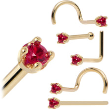 Load image into Gallery viewer, Solid 14K Yellow Gold 1.5mm Diamond Cut Genuine Ruby Nose Ring
