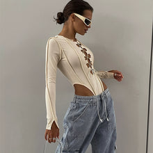 Load image into Gallery viewer, Hot Girl Wear T-shirt American Style Ingenuity Hollow out Strap
