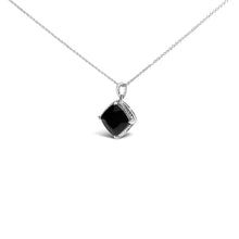 将图片加载到图库查看器，Sterling Silver Cushion Onyx 3-Piece Jewelry Set Ring Earrings Pendant 18 Inch Cable Chain
