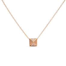 Load image into Gallery viewer, 14K Yellow Gold 1/4 Cttw Diamond Matte Finished Pyramid Pendant Necklace (G-H Color, SI1-SI2 Clarity) - 18 Inches
