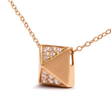 Load image into Gallery viewer, 14K Yellow Gold 1/4 Cttw Diamond Matte Finished Pyramid Pendant Necklace (G-H Color, SI1-SI2 Clarity) - 18 Inches
