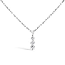 Load image into Gallery viewer, .925 Sterling Silver 1/7 Cttw Lab Grown Diamond Three Stone Diamond Pendant Necklace - 18" Inches
