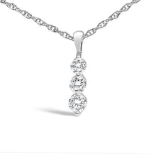 Load image into Gallery viewer, .925 Sterling Silver 1/7 Cttw Lab Grown Diamond Three Stone Diamond Pendant Necklace - 18" Inches
