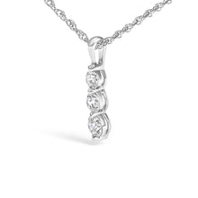 Load image into Gallery viewer, .925 Sterling Silver 1/7 Cttw Lab Grown Diamond Three Stone Diamond Pendant Necklace - 18" Inches
