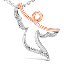 Load image into Gallery viewer, 14K Rose Gold Plated Sterling Silver 1/10 Cttw Diamond Angel Pendant Necklace
