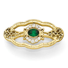 Load image into Gallery viewer, Gold Tone Downton Abbey Green Crystal Floret Fashion Pin
