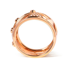 将图片加载到图库查看器，14K Rose Gold 1/3 Cttw Diamond and Pink Tourmaline Cigar Band Ring with White Enamel (G-H Color, SI1-SI2 Clarity)
