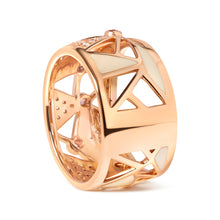 将图片加载到图库查看器，14K Rose Gold 1/3 Cttw Diamond and Pink Tourmaline Cigar Band Ring with White Enamel (G-H Color, SI1-SI2 Clarity)
